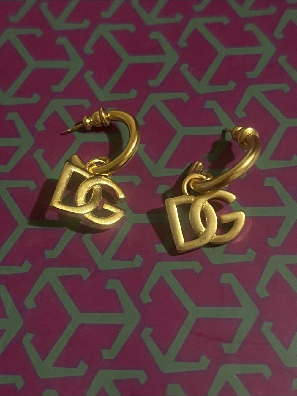 Dolce & Gabbana Gold Double Initial Hoop Earrings